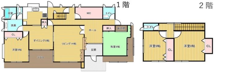 間取り図。1階と2階の構成