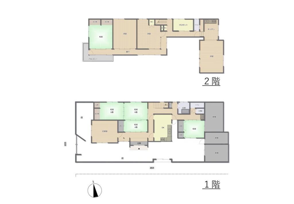 間取り図。1階と2階の構成です