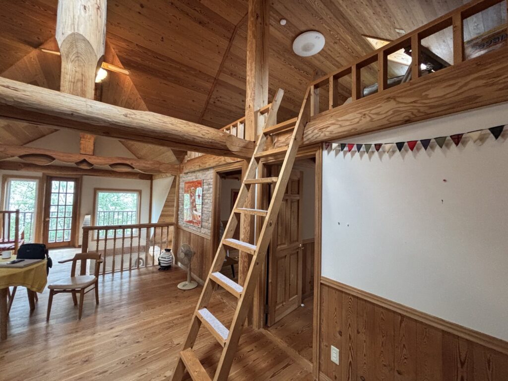 吹き抜けとロフト。はしごで上がります