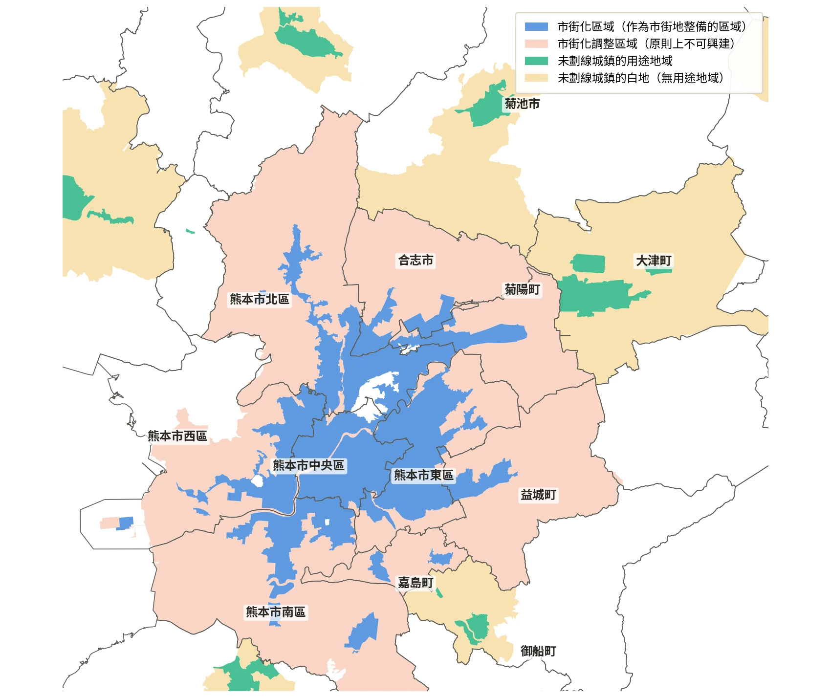 熊本都市圈的區域區分